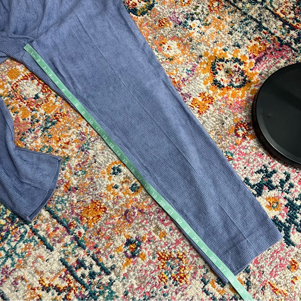 Reiss Thea Tapered Pleated Corduroy Blue Trousers Straight Leg Pants - Picture 13 of 14